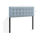Vale Fabric Upholstered Queen Size Headboard in Sky Blue