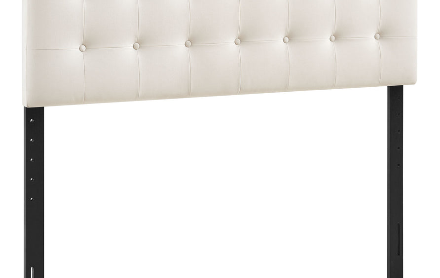 Vale Stain-Resistant Performance Velvet King Size Headboard in Alabaster
