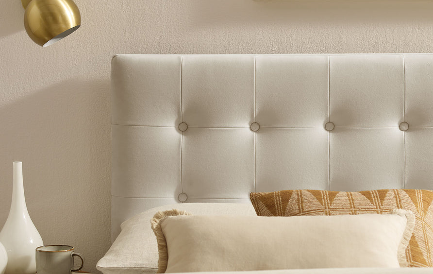 Vale Stain-Resistant Performance Velvet King Size Headboard in Alabaster
