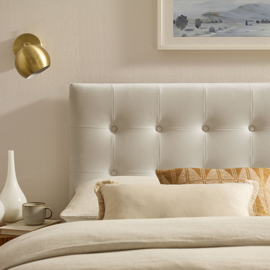 Vale Stain-Resistant Performance Velvet King Size Headboard in Alabaster