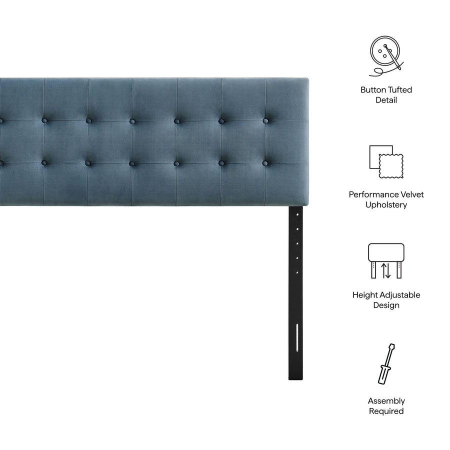 Vale Stain-Resistant Performance Velvet King Size Headboard in Cadet Blue