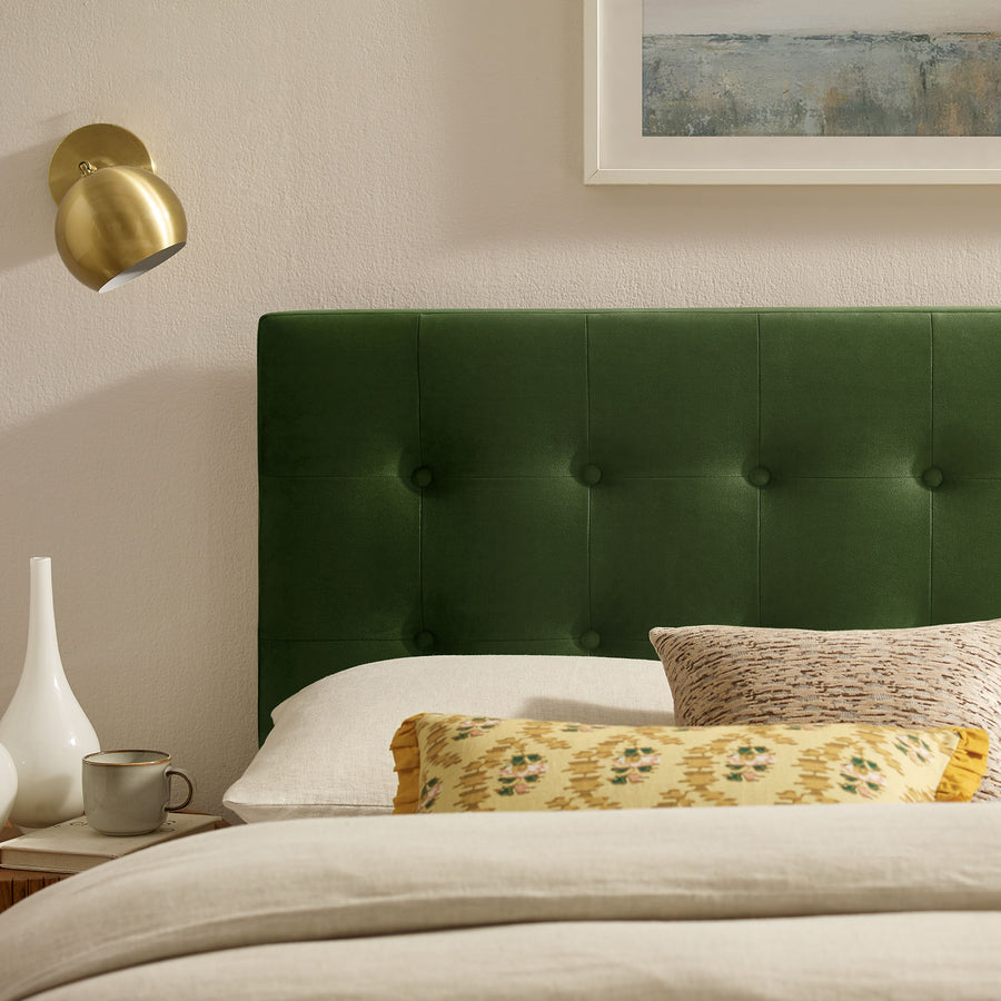 Vale Stain-Resistant Performance Velvet King Size Headboard in Moss Green