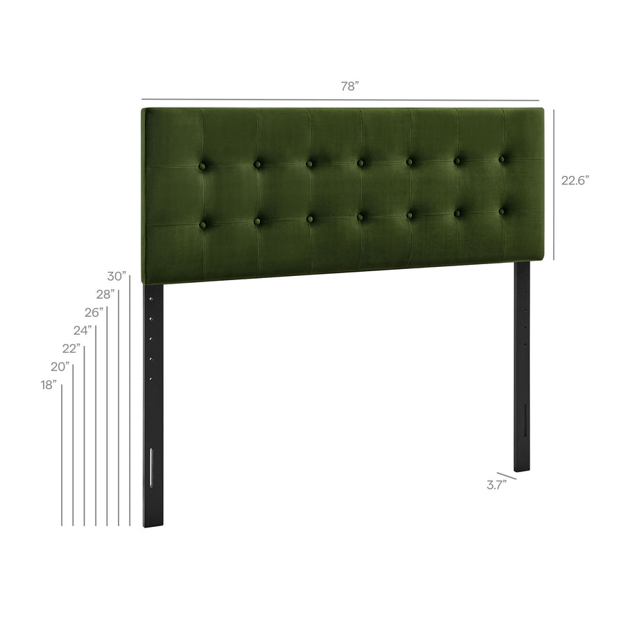 Vale Stain-Resistant Performance Velvet King Size Headboard in Moss Green