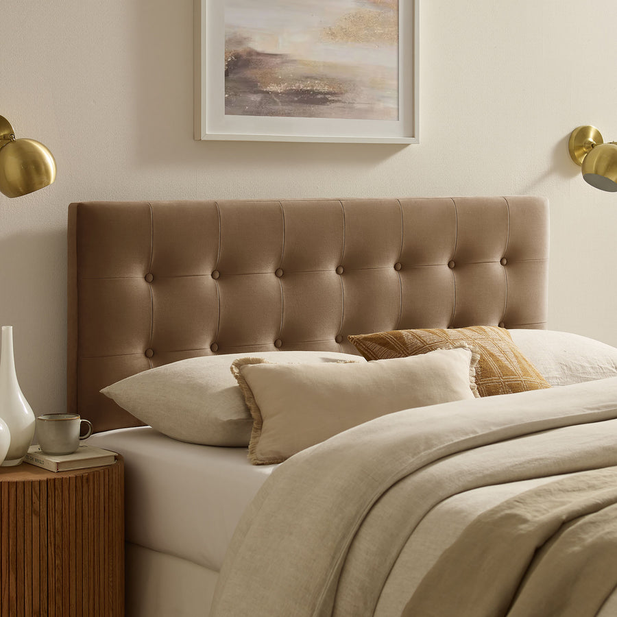 Vale Stain-Resistant Performance Velvet King Size Headboard in Taupe
