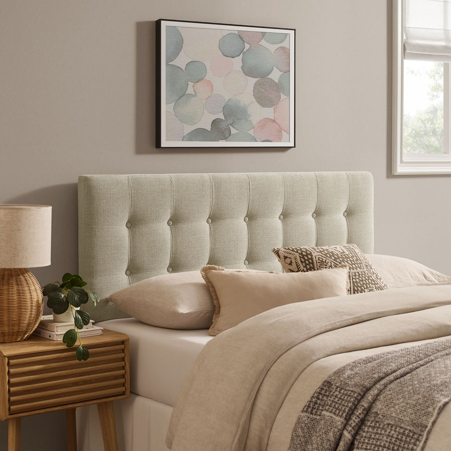 Vale Fabric Upholstered King Size Headboard in Linen