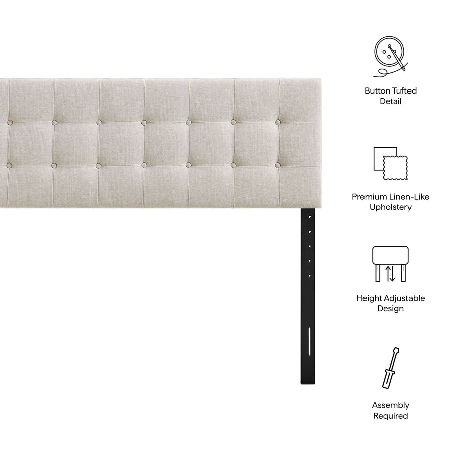 Vale Fabric Upholstered King Size Headboard in Linen