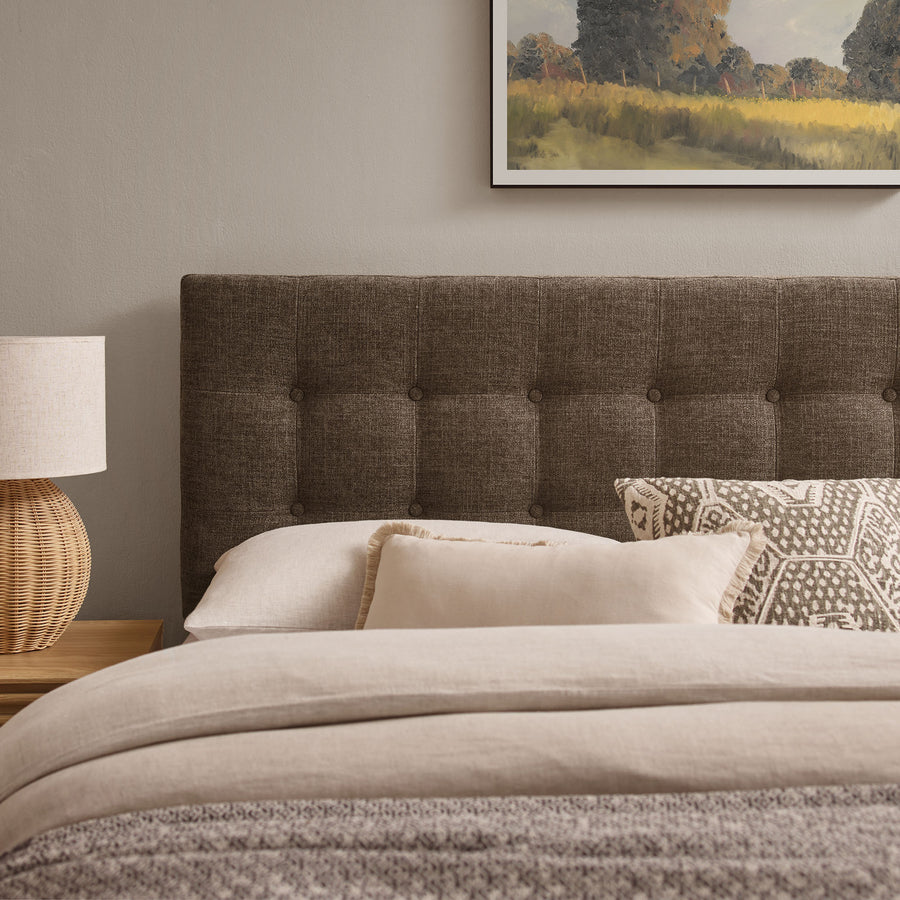 Vale Fabric Upholstered King Size Headboard in Mocha