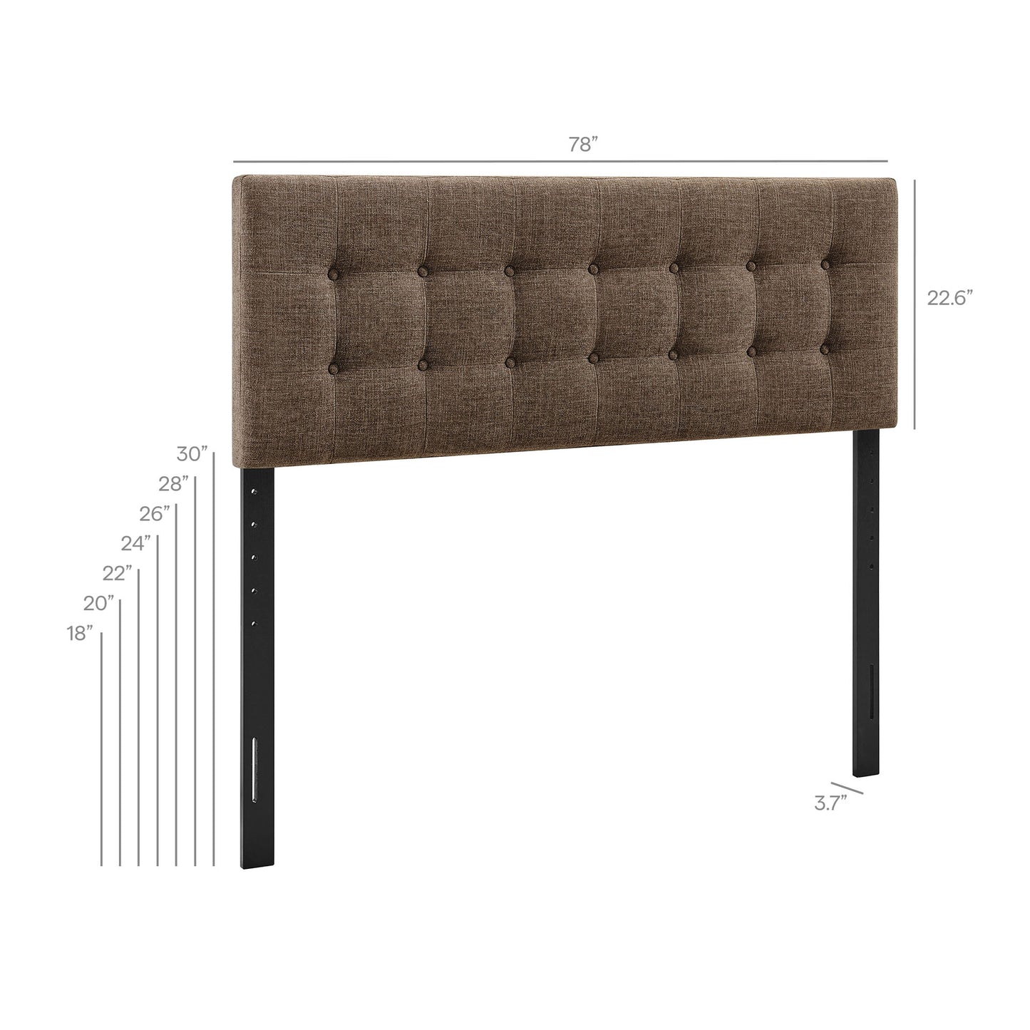 Vale Fabric Upholstered King Size Headboard in Mocha