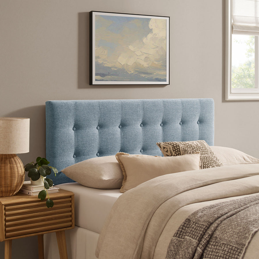 Vale Fabric Upholstered King Size Headboard in Sky Blue