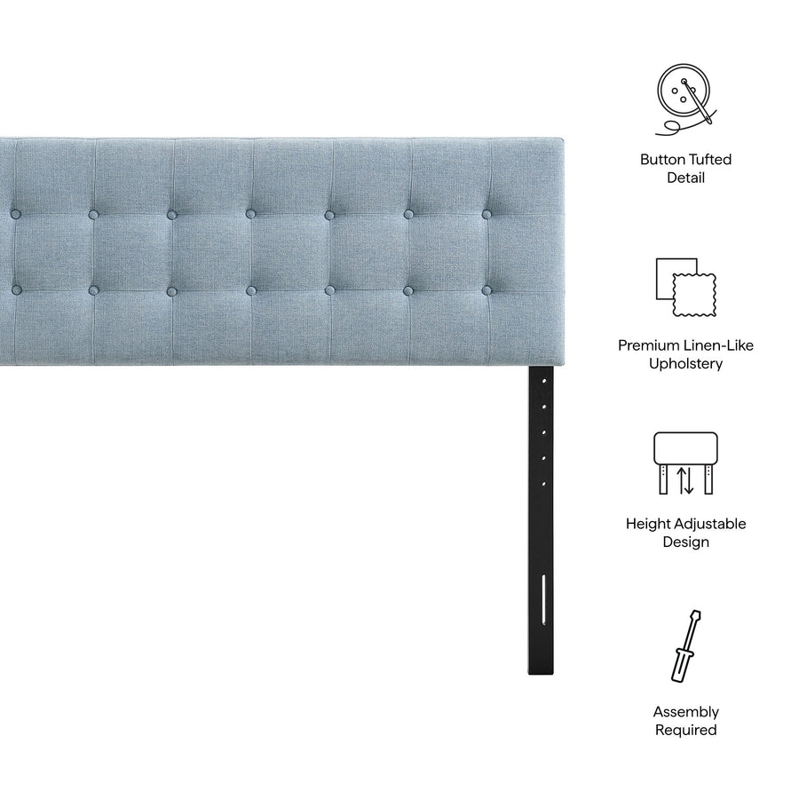 Vale Fabric Upholstered King Size Headboard in Sky Blue