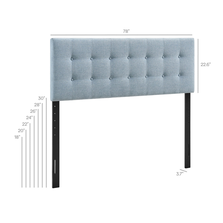 Vale Fabric Upholstered King Size Headboard in Sky Blue
