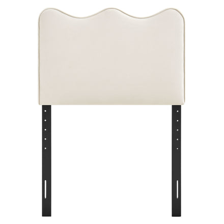 Athena Stain-Resistant Performance Velvet Twin Size Headboard in Alabaster