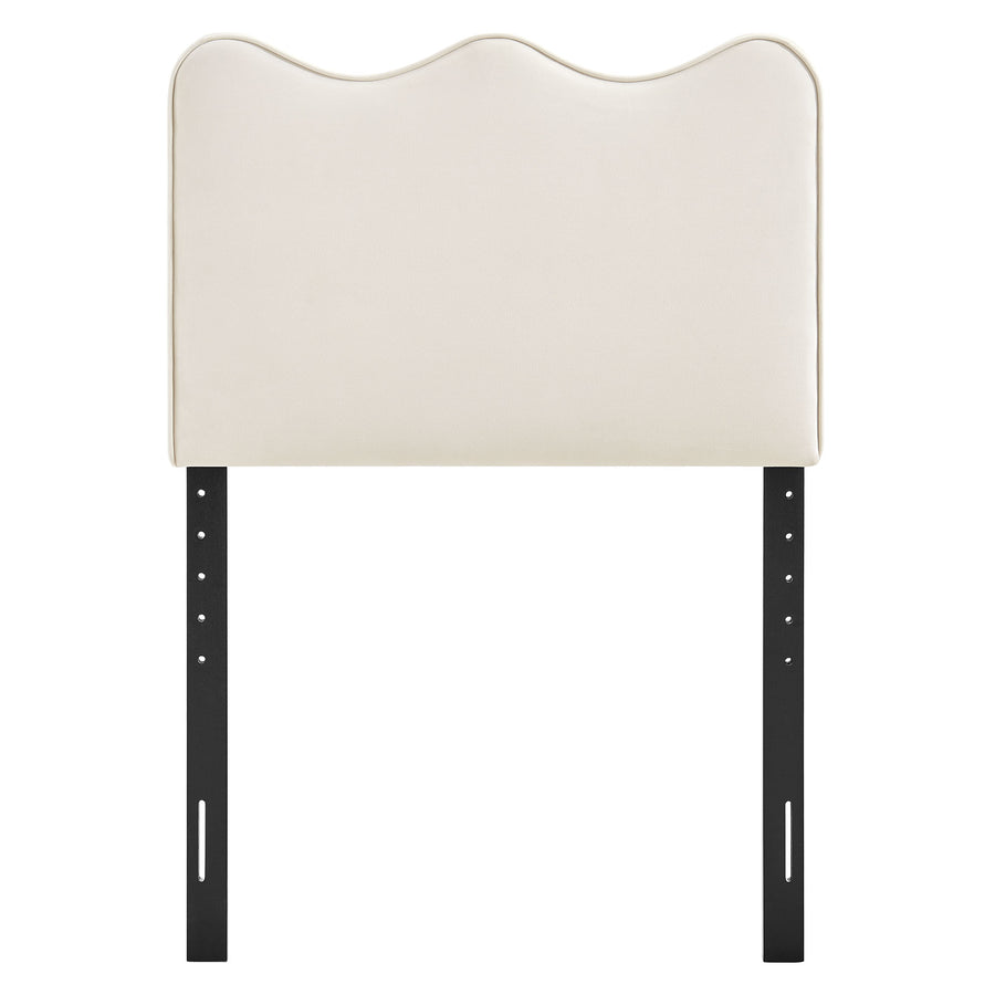 Hazel Stain-Resistant Performance Velvet Twin Size Headboard in Alabaster