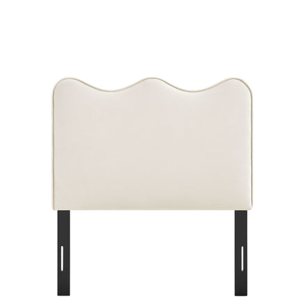 Athena Stain-Resistant Performance Velvet Twin Size Headboard in Alabaster