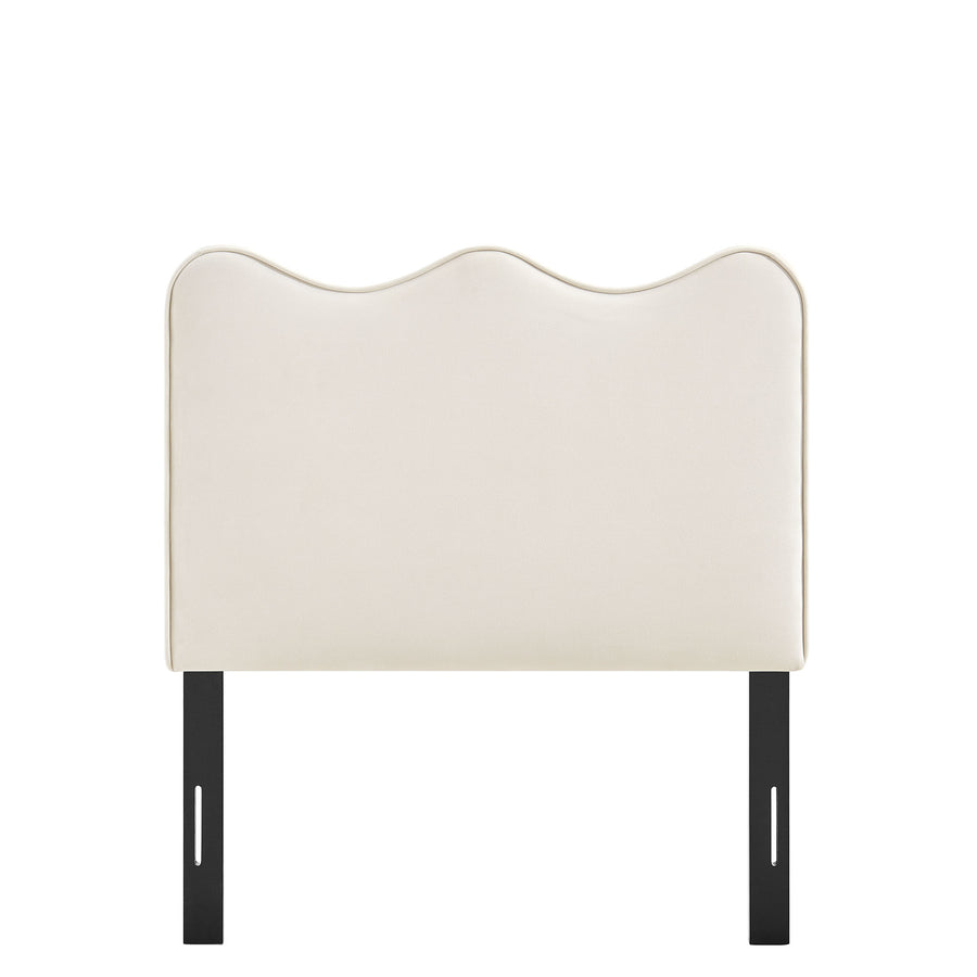 Hazel Stain-Resistant Performance Velvet Twin Size Headboard in Alabaster