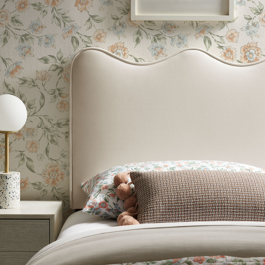 Hazel Stain-Resistant Performance Velvet Twin Size Headboard in Alabaster