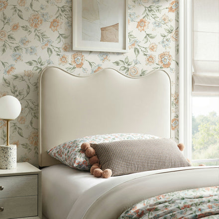 Athena Stain-Resistant Performance Velvet Twin Size Headboard in Alabaster