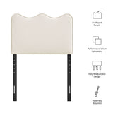 Hazel Stain-Resistant Performance Velvet Twin Size Headboard in Alabaster