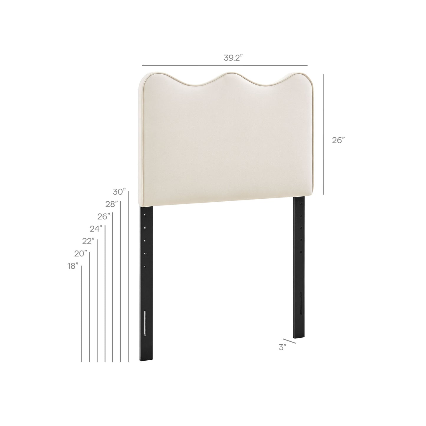 Hazel Stain-Resistant Performance Velvet Twin Size Headboard in Alabaster