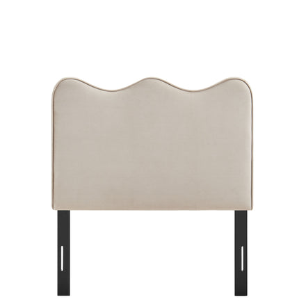 Athena Stain-Resistant Performance Velvet Twin Size Headboard in Almond