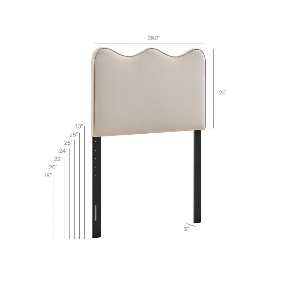 Hazel Stain-Resistant Performance Velvet Twin Size Headboard in Almond