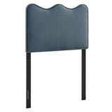 Hazel Stain-Resistant Performance Velvet Twin Size Headboard in Cadet Blue