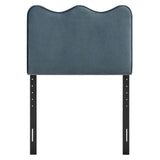 Hazel Stain-Resistant Performance Velvet Twin Size Headboard in Cadet Blue