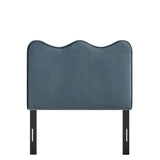 Hazel Stain-Resistant Performance Velvet Twin Size Headboard in Cadet Blue