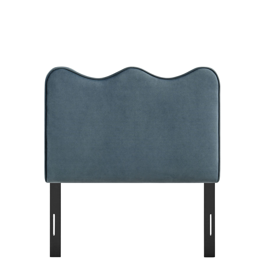 Hazel Stain-Resistant Performance Velvet Twin Size Headboard in Cadet Blue