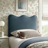 Hazel Stain-Resistant Performance Velvet Twin Size Headboard in Cadet Blue