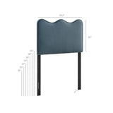 Hazel Stain-Resistant Performance Velvet Twin Size Headboard in Cadet Blue