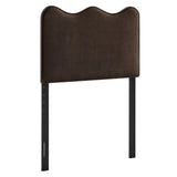 Hazel Stain-Resistant Performance Velvet Twin Size Headboard in Chocolate Brown