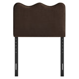 Hazel Stain-Resistant Performance Velvet Twin Size Headboard in Chocolate Brown