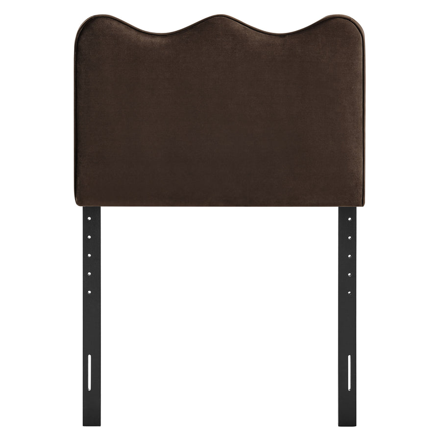 Hazel Stain-Resistant Performance Velvet Twin Size Headboard in Chocolate Brown