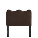 Hazel Stain-Resistant Performance Velvet Twin Size Headboard in Chocolate Brown