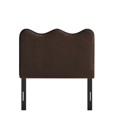 Athena Stain-Resistant Performance Velvet Twin Size Headboard in Chocolate Brown