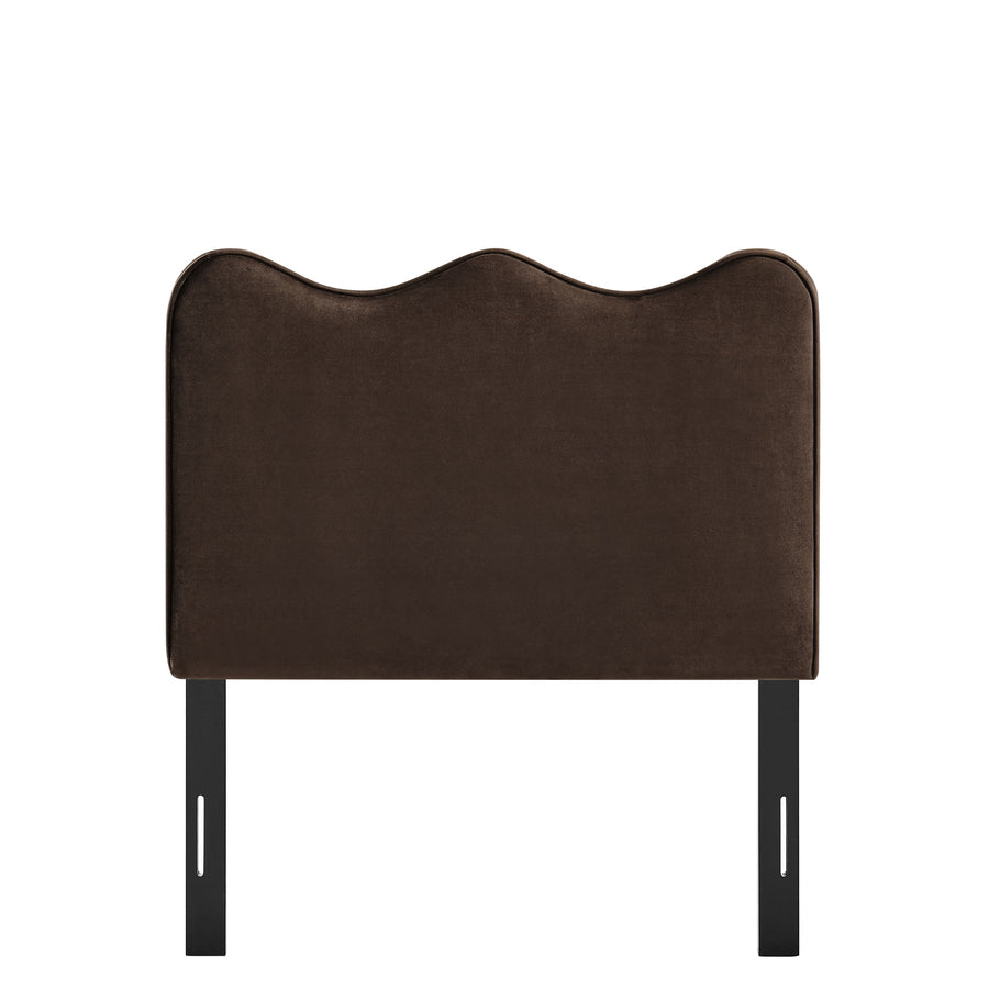 Hazel Stain-Resistant Performance Velvet Twin Size Headboard in Chocolate Brown