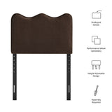 Hazel Stain-Resistant Performance Velvet Twin Size Headboard in Chocolate Brown