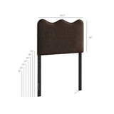 Hazel Stain-Resistant Performance Velvet Twin Size Headboard in Chocolate Brown