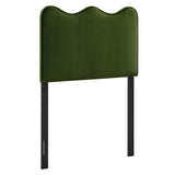 Hazel Stain-Resistant Performance Velvet Twin Size Headboard in Moss Green
