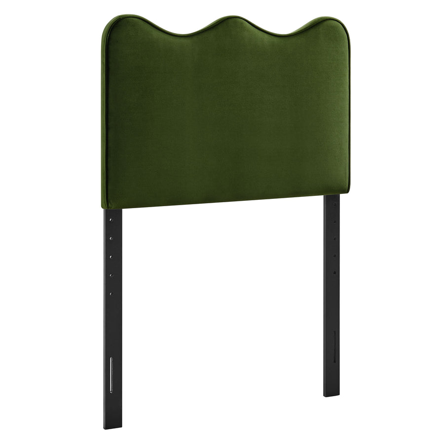 Hazel Stain-Resistant Performance Velvet Twin Size Headboard in Moss Green