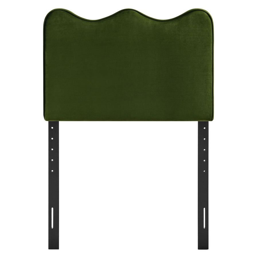 Hazel Stain-Resistant Performance Velvet Twin Size Headboard in Moss Green
