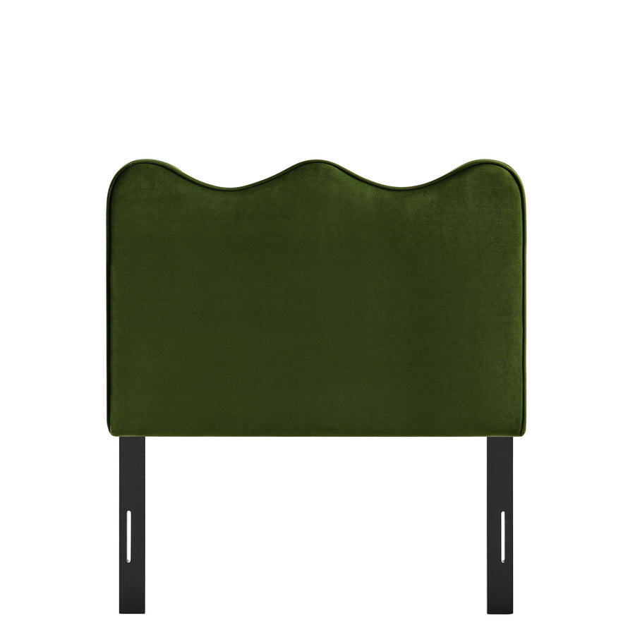 Hazel Stain-Resistant Performance Velvet Twin Size Headboard in Moss Green