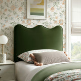 Hazel Stain-Resistant Performance Velvet Twin Size Headboard in Moss Green