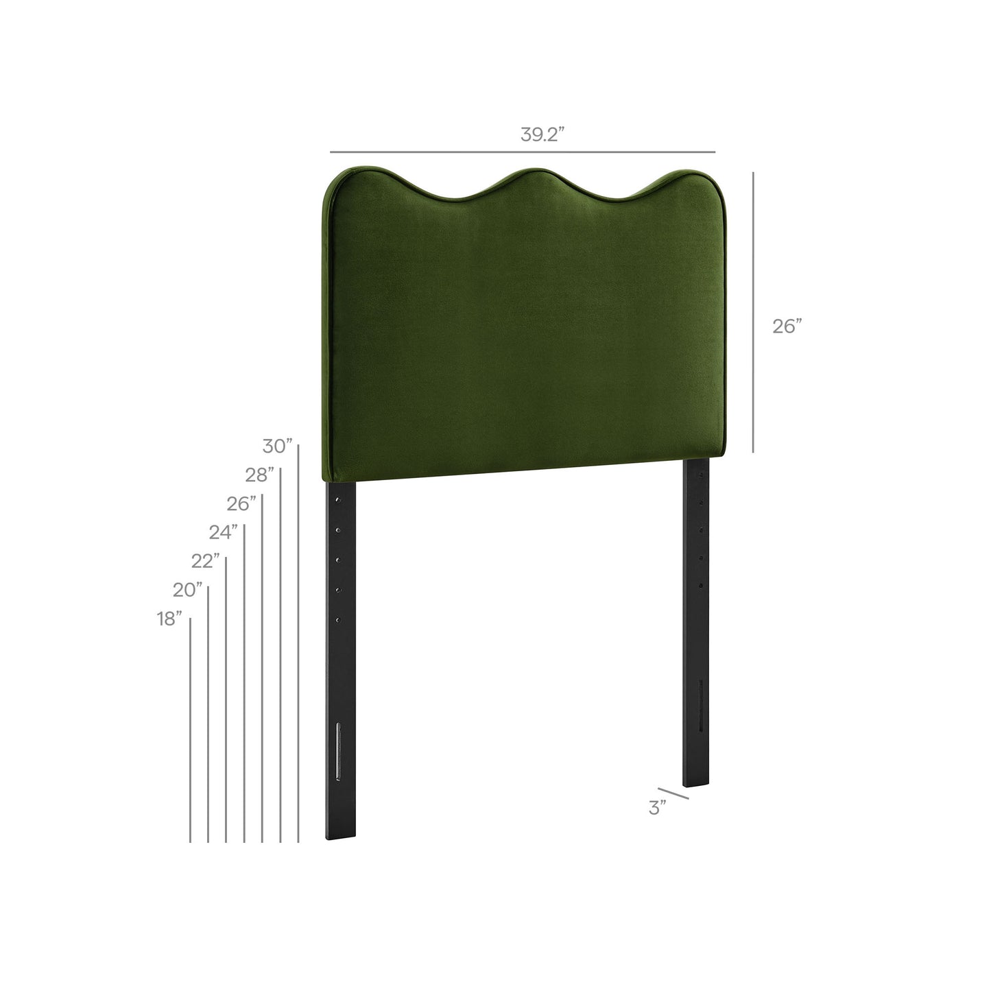Hazel Stain-Resistant Performance Velvet Twin Size Headboard in Moss Green