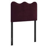 Hazel Stain-Resistant Performance Velvet Twin Size Headboard in Mulberry