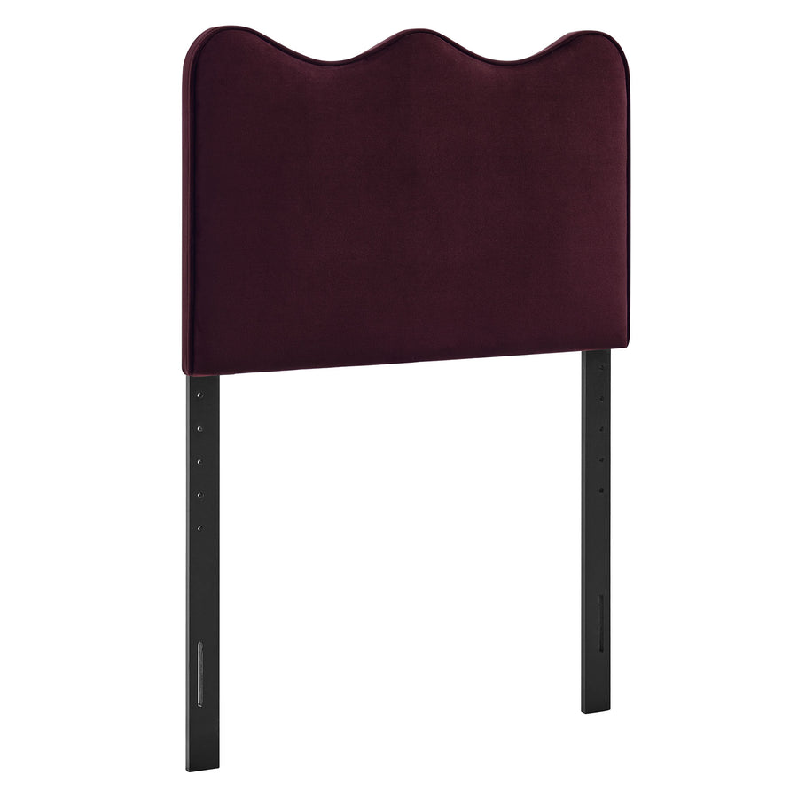 Hazel Stain-Resistant Performance Velvet Twin Size Headboard in Mulberry