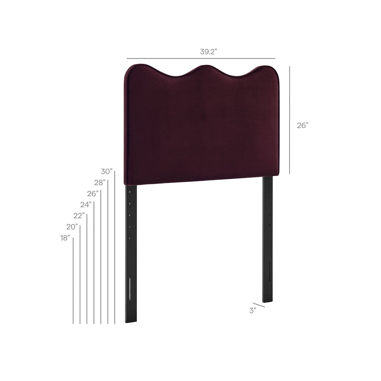 Hazel Stain-Resistant Performance Velvet Twin Size Headboard in Mulberry