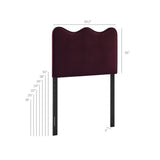 Hazel Stain-Resistant Performance Velvet Twin Size Headboard in Mulberry