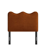 Hazel Stain-Resistant Performance Velvet Twin Size Headboard in Rust